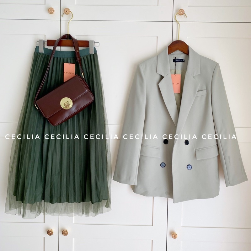 Áo blazer nữ dài tay 2 lớp CECILIA Design thiết kế AZURA (ảnh thật), khoác vest form suông có lót, đệm vai, dài qua mông | BigBuy360 - bigbuy360.vn