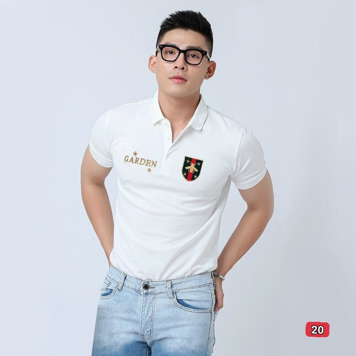 Áo thun nam đẹp murad _fashion, áo polo nam màu trắng thêu logo hình chữ cao cấp 2021 atn20