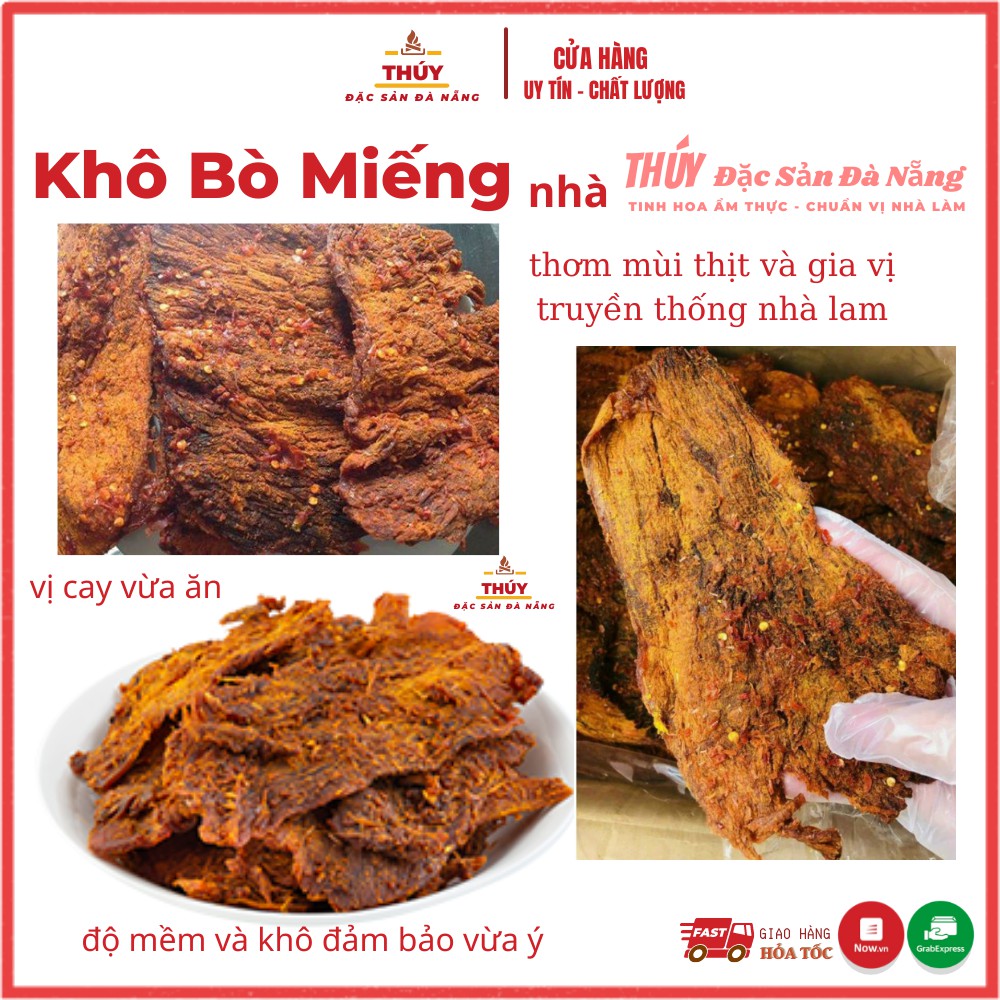 Khô bò miếng Đà Nẵng túi 500gr làm từ thịt bò núi ngon chuẩn vị nhà làm