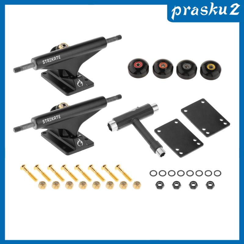 [PRASKU2]Skateboard TRUCKS 52mm Wheels and Bearings with Pads