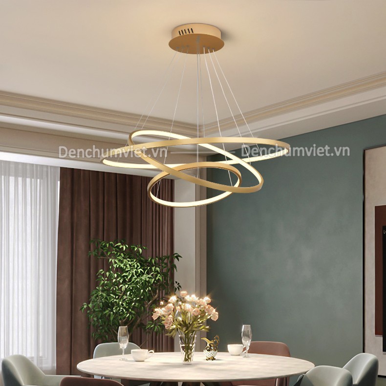 Đèn thả 3 vòng led hiện đại trang trí phòng khách, bàn ăn, homestay...