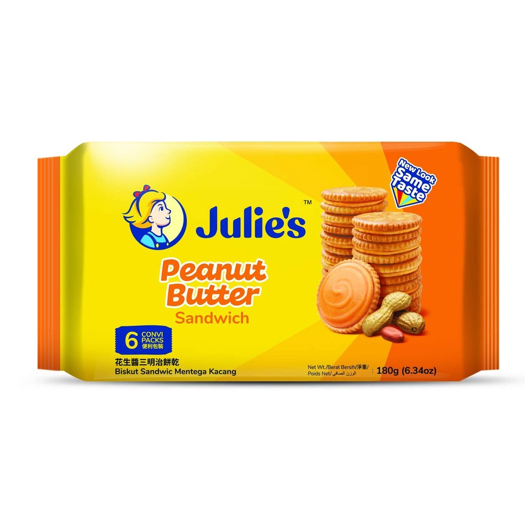 Bánh Quy Julie Nhân Bơ Đậu Phộng Peanut Butter Sandwich (Gói 180g)