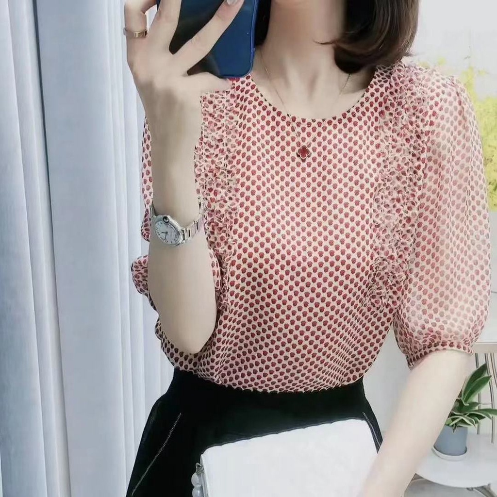 Áo Sơ Mi Chiffon Tay Lửng Thời Trang Mùa Hè Dành Cho Nữ