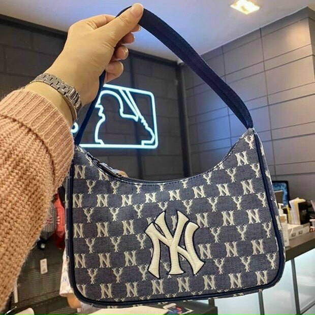 Túi kẹp nách DENIM MLB màu xanh đen hàng auth tuồn