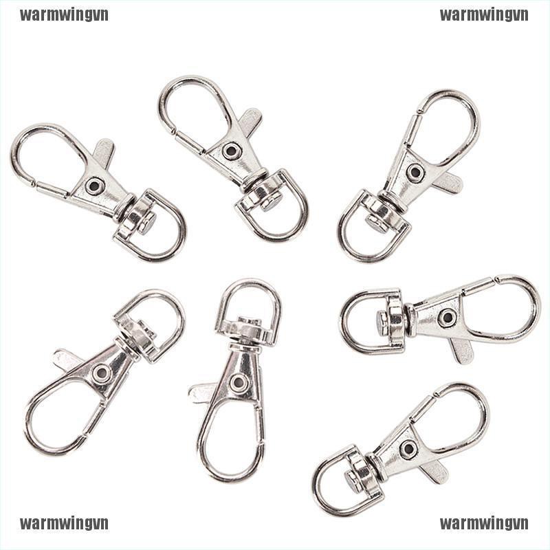Set 10 Móc Khóa Có Dây Xoay Màu Bạc Tiện Dụng