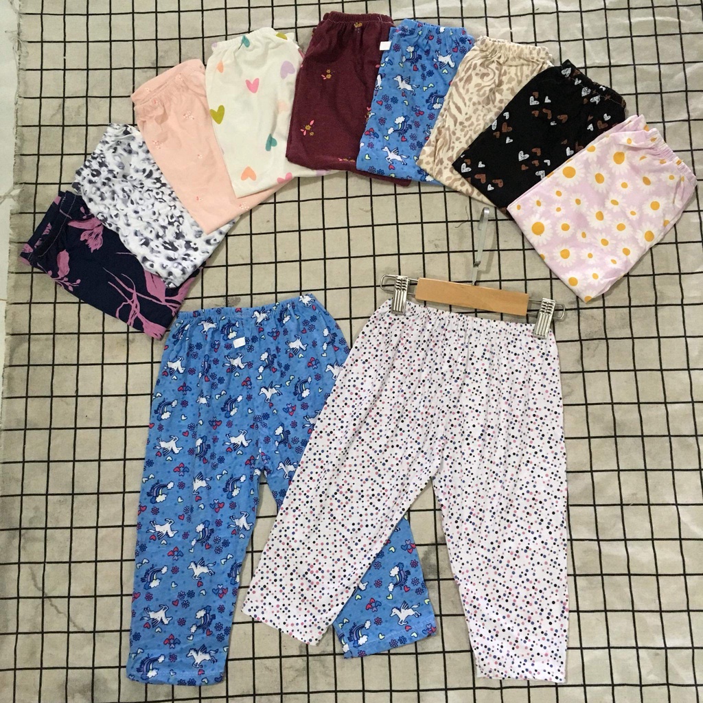 Quần legging dài chất cotton dày dặn co giãn cho bé gái 8-24kg