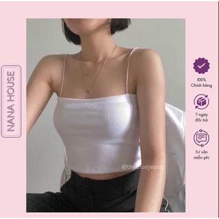 Áo 2 dây Croptop cotton dáng ôm body dây sợi bún