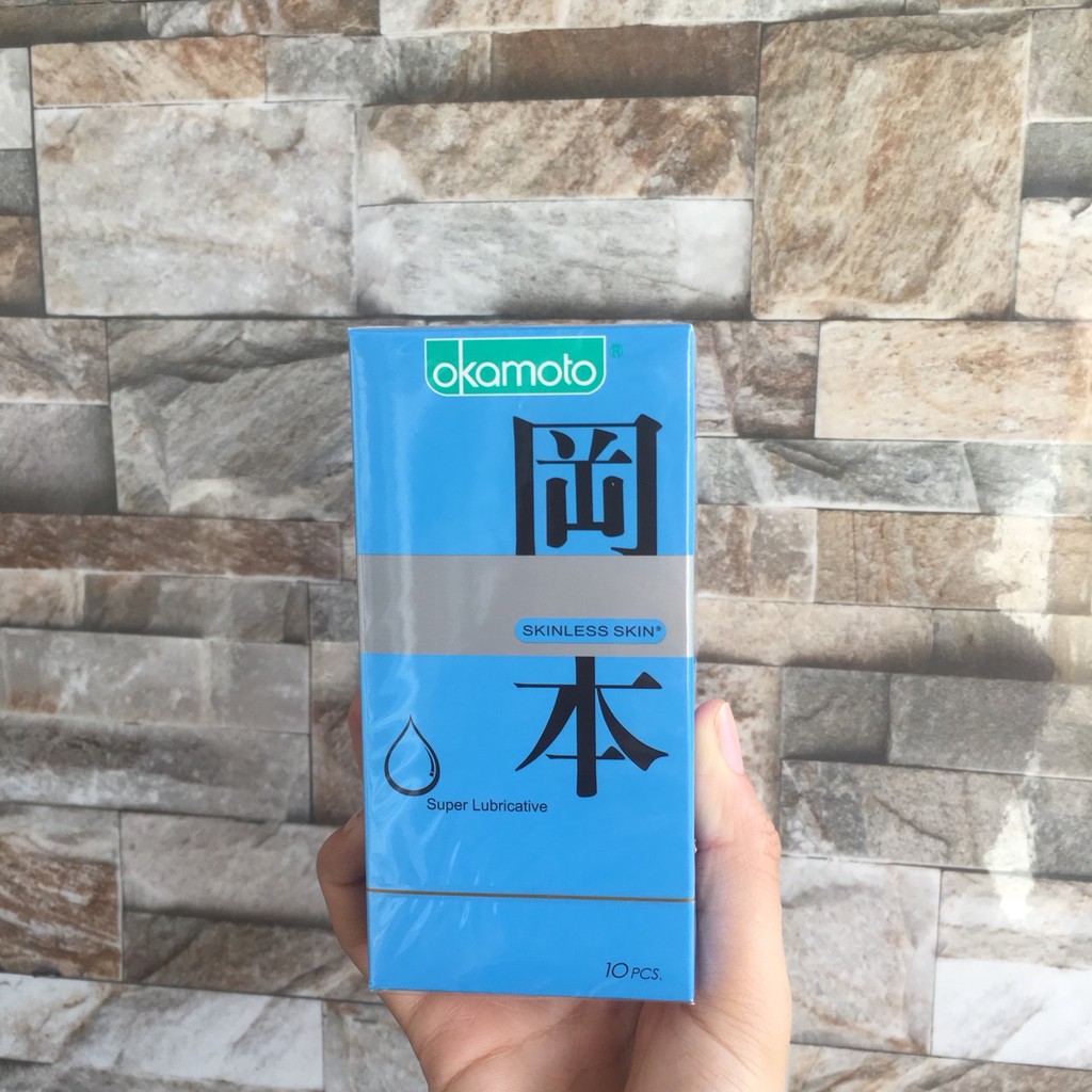 Bao cao su siêu mỏng - nhiều chất bôi trơn Okamoto Skiness Skin Supper Lubricated 10 chiếc - Nhà thuốc Nhật Thành
