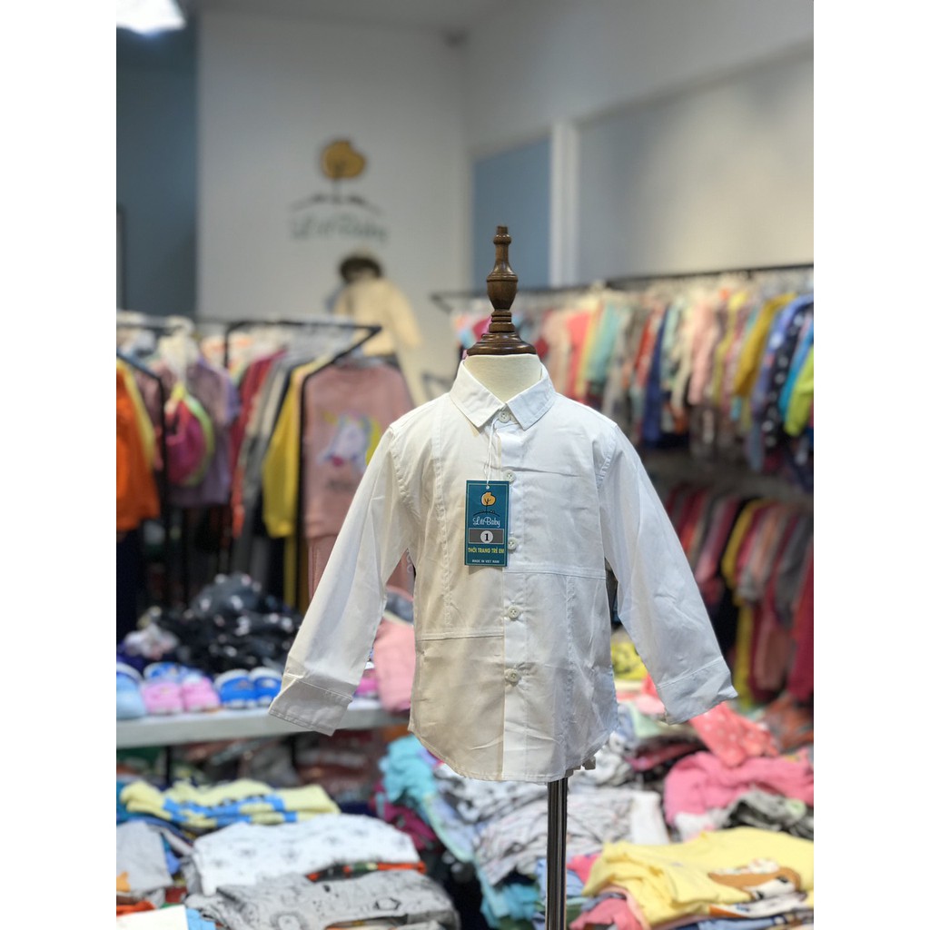Áo sơ mi dài tay hình size 1-7T ( cho bạn từ 10kg đếnn 23kg). Kết hợp đẹp với quần bò, kaki dài. Thương hiệu litibaby