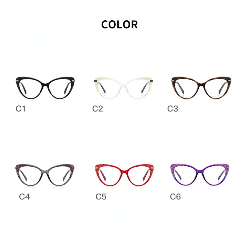 (HENGHA) Mắt Kính Thời Trang Phương Tây Thiết Kế Dập Nổi Màu Tím Kẹo Ngọt Chống Ánh Sáng Xanh Hình Mắt