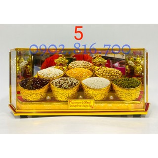Hộp ngũ cốc phong thủy 5 loại đậu -Ngũ cốc may mắn -Phúc sinh Tài Đức -Mã đáo thành công đu size 35cm -27cm - 20cm -16cm