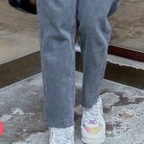 Quần beggy nữ màu xám trơn lưng cao cắt gấu chất vải denim dày dặn, form rộng thoải mái hoạt động T-fashion 24h bg080