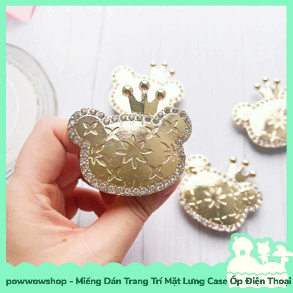 [Sẵn VN - Hỏa Tốc] Miếng Dán Nhựa Kim Loại Mini DIY 3M Tay Vịn Trang Trí Mặt Lưng Ốp Điện Thoại Mẫu Bear Crown