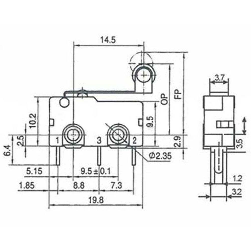 Bộ 20 Công Tắc Giới Hạn Mini SPDT Thông Thường / Đóng / Mở