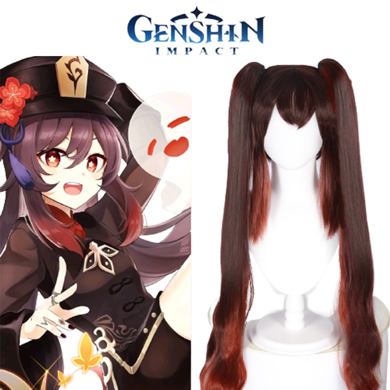 Genshin Impact HuTao Cosplay Wig Ponytail Halloween Carnival Comic Con Props girl gift