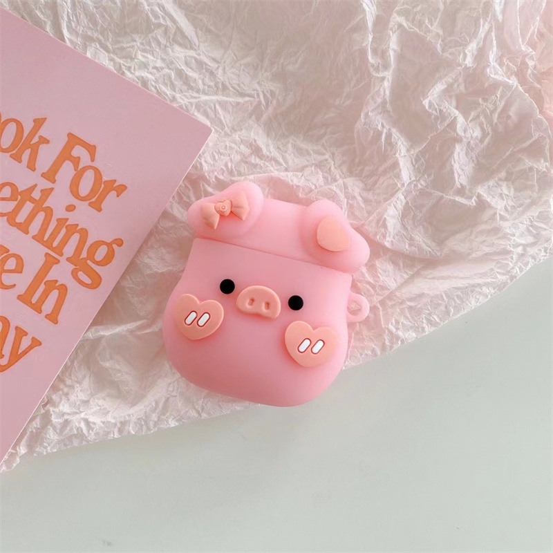Vỏ Bảo Vệ Hộp Sạc Tai nghe không dây Airpods pro 3 2 1 1 / 2 / 3 / pro Bằng Silicon Hình Heo Hồng Dễ Thương
