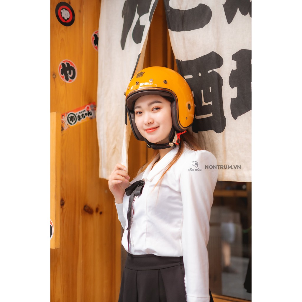 Mũ bảo hiểm 3/4 Balder light màu vàng cam bóng size M L XL