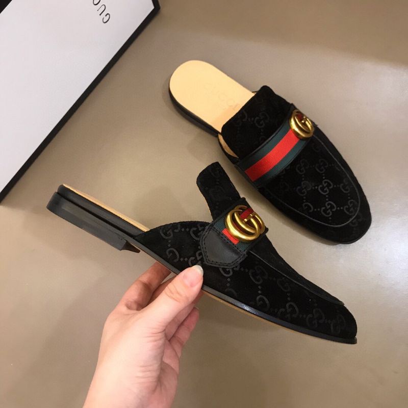 giày lười da nhung in họa tiết gắn logo GG Gucci GC cao cấp