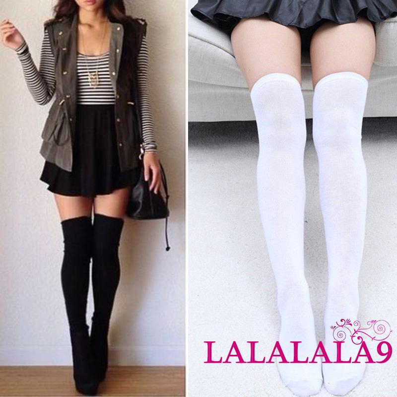 Tất cotton dài qua gối màu trơn thời trang | BigBuy360 - bigbuy360.vn