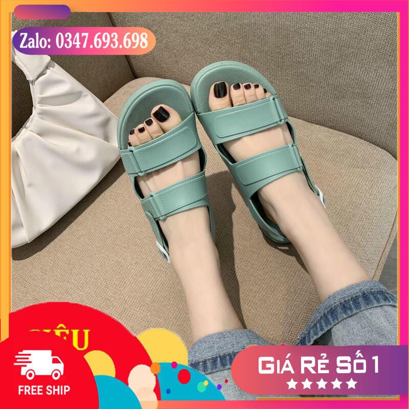 Sandal nữ sắc màu mới quai kép đế bệt chất nhựa chống nước đi mưa thoải mái dép quai hậu nữ đẹp giá rẻ đi học hot 2021