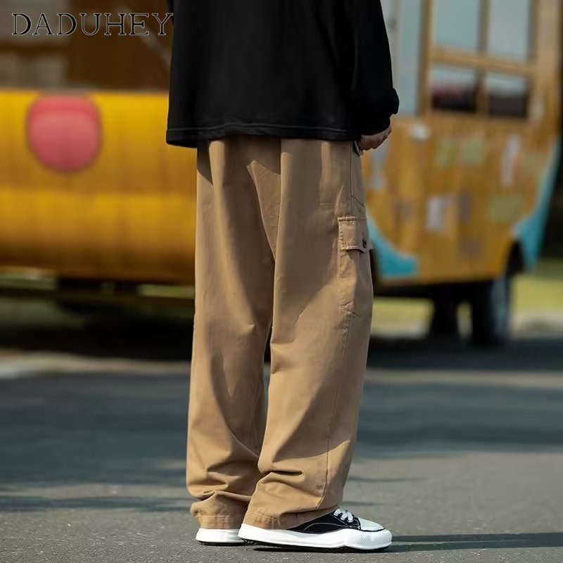 DaDuHey Japanese-Style Retro Loose Multi-Pocket Profile Overalls Men's All-Match Solid Color Casual Pants New Autumn Pants