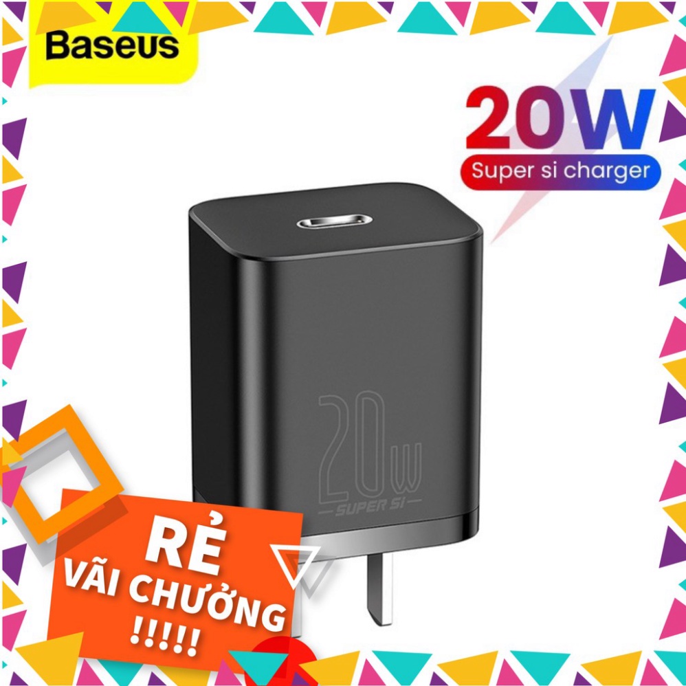 Củ Sạc Baseus 20W PD Super Si Type C Hỗ Trợ Sạc Nhanh QC3.0 Cốc sạc Cho Android / iPhone 11/11pro/12 Pro Max