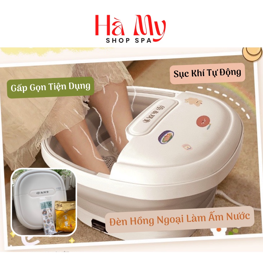 Bồn Ngâm Matxa Chân Gấp Gọn, Tự Động Sục Khí và Làm Ấm Nước Bằng Đèn Hồng Ngoại