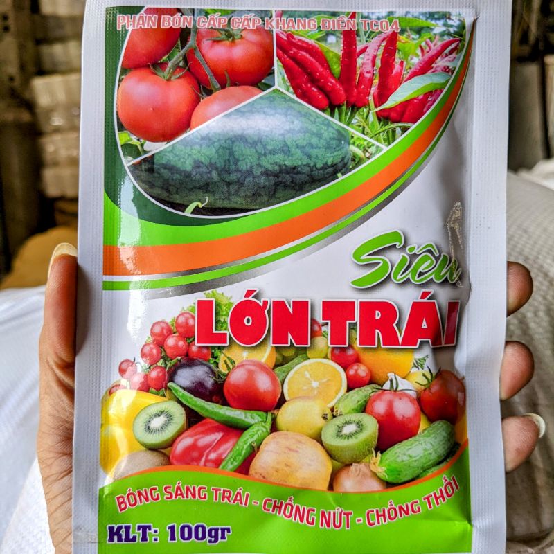 Phân bón Siêu lớn trái 100g. Chống nứt, chống thối, chống rụng quả. to trái bóng trái