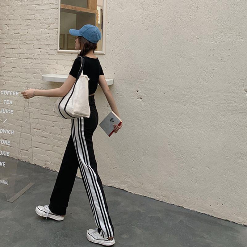 Quần thể thao COZOK ống rộng lưng cao phối sọc dễ phối đồ