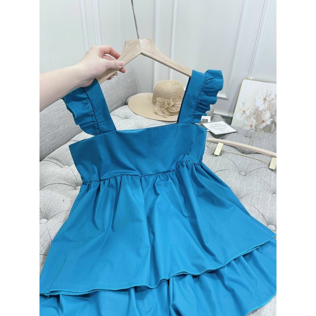 Set đồ nữ, bộ đồ nữ hè áo 2 dây babydoll cánh tiên quần short giả váy xinh xắn