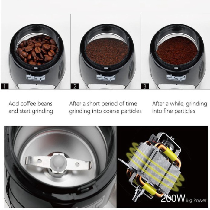 Sản Phẩm Máy xay cà phê và các loại hạt, thương hiệu cao cấp DSP KA3001 công suất 200W- Bảo hành 12 tháng ...