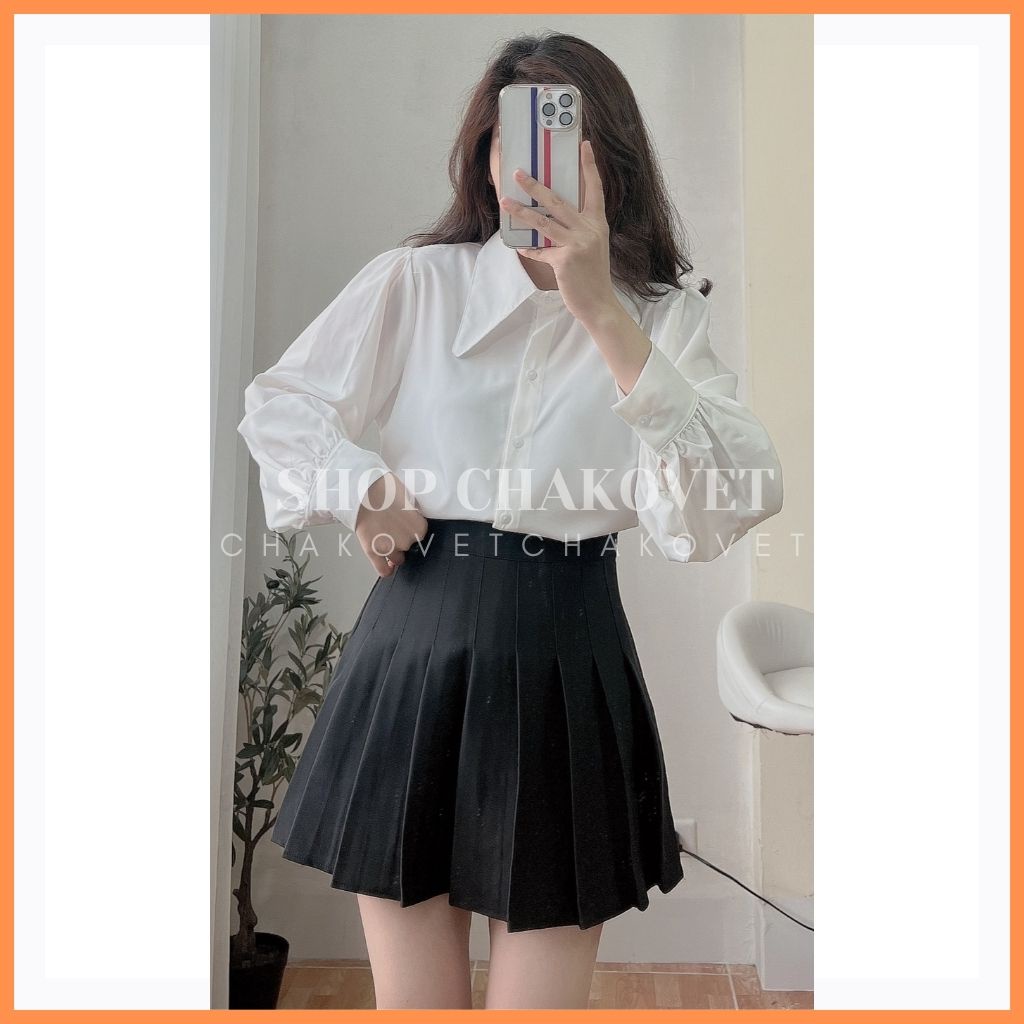 Áo sơ mi trắng nữ tay dài A8147, kiểu áo nữ thời trang hàn quốc mặc đẹp cá tính tôn dáng mặc đi làm đi học freesize&lt;55kg