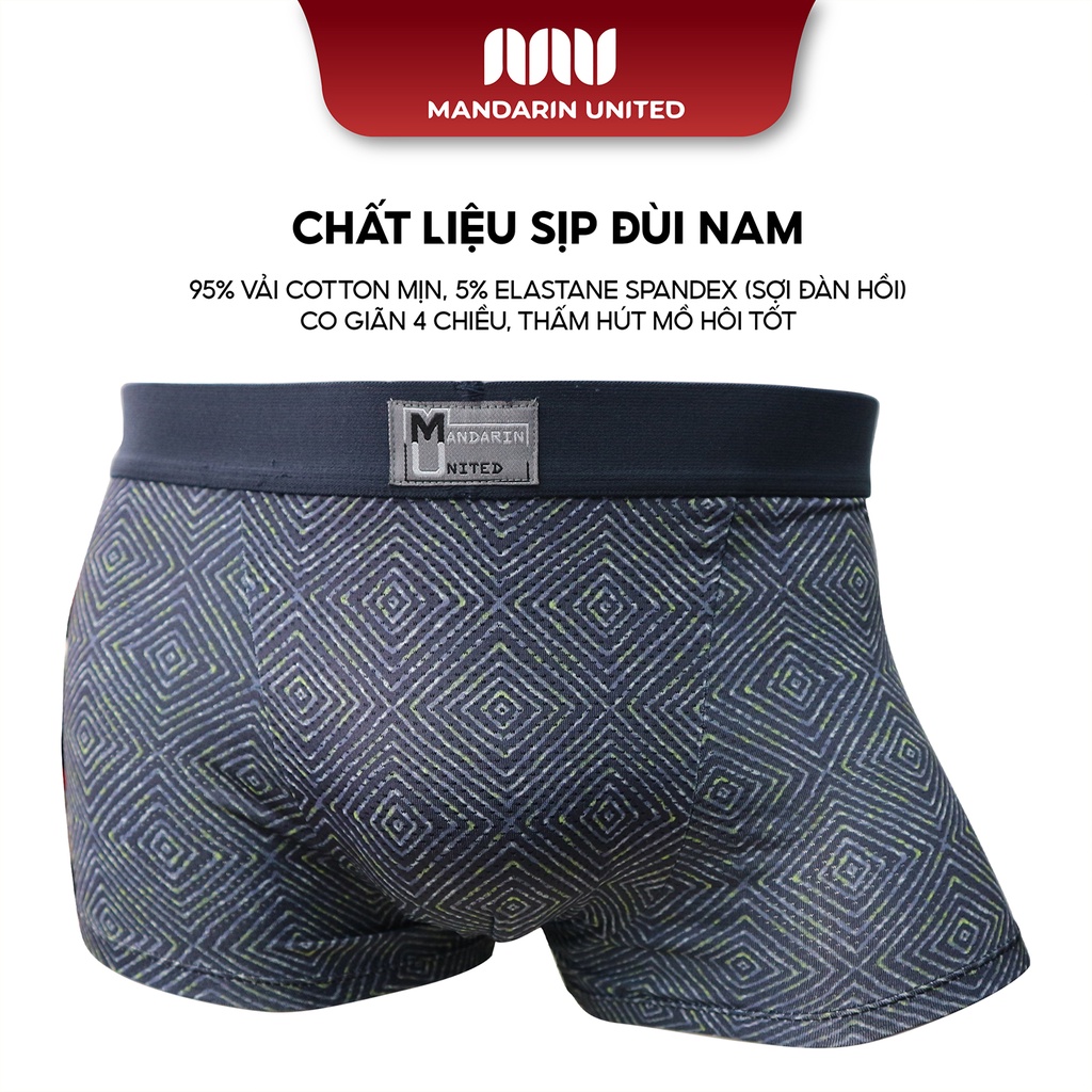 Quần lót nam MANDARIN UNITED sịp đùi thông hơi co giãn đa chiều thấm hút - 02326