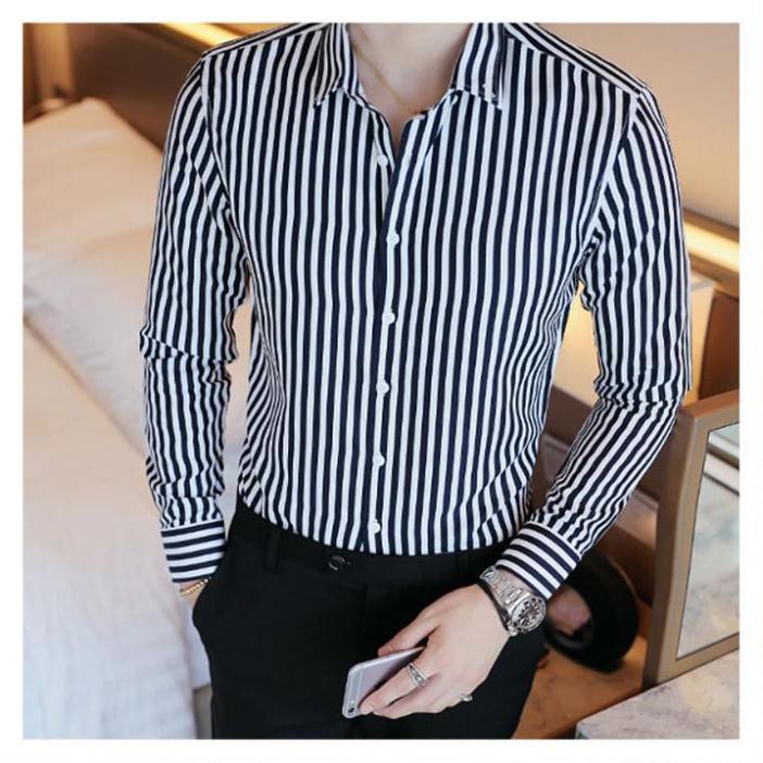 Áo sơ mi - Áo sơ mi nam kẻ đẹp -  Kiểu dáng slimfit ôm vừa vặn trẻ trung, phong cách, chất vải lụa mềm mịn, mặc thích | BigBuy360 - bigbuy360.vn