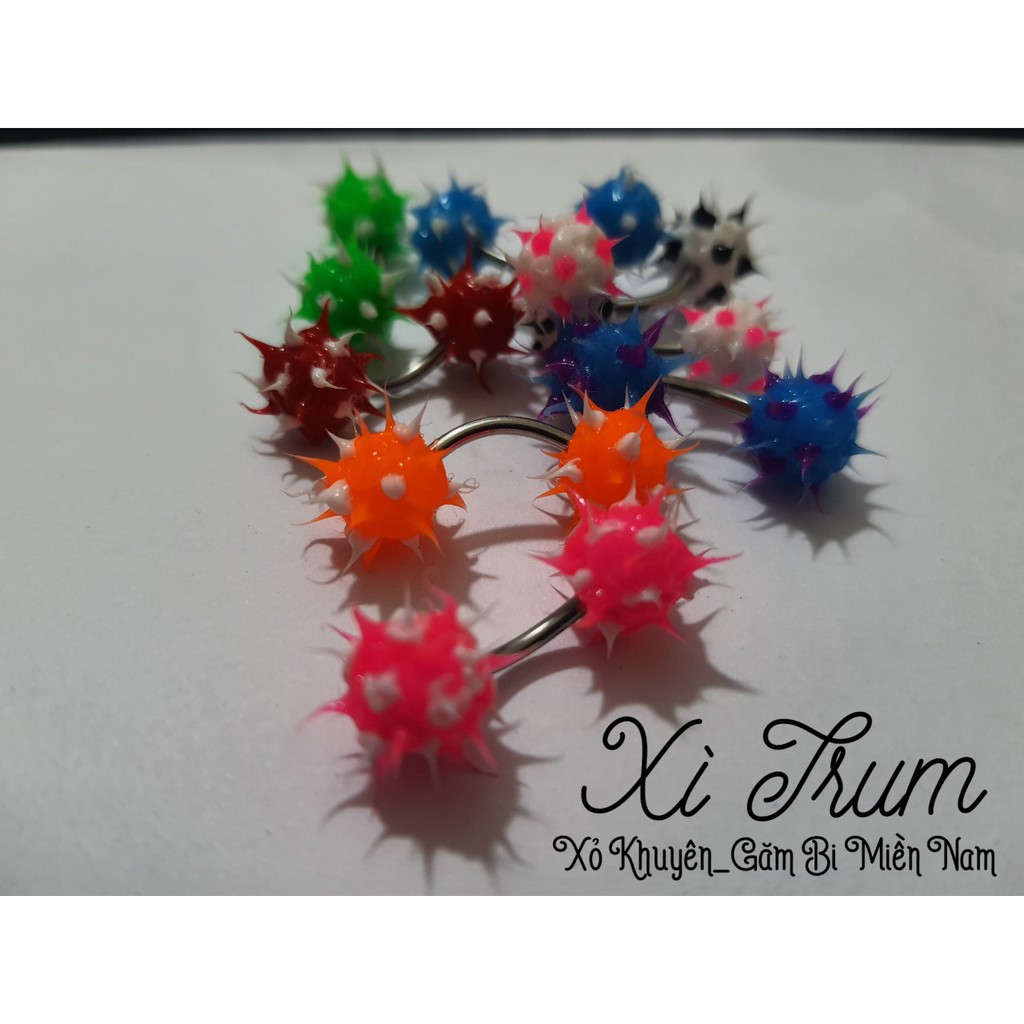 1 Khuyên Chùy CONG 12mm 2 CAO SU NON note màu cho shop nhé