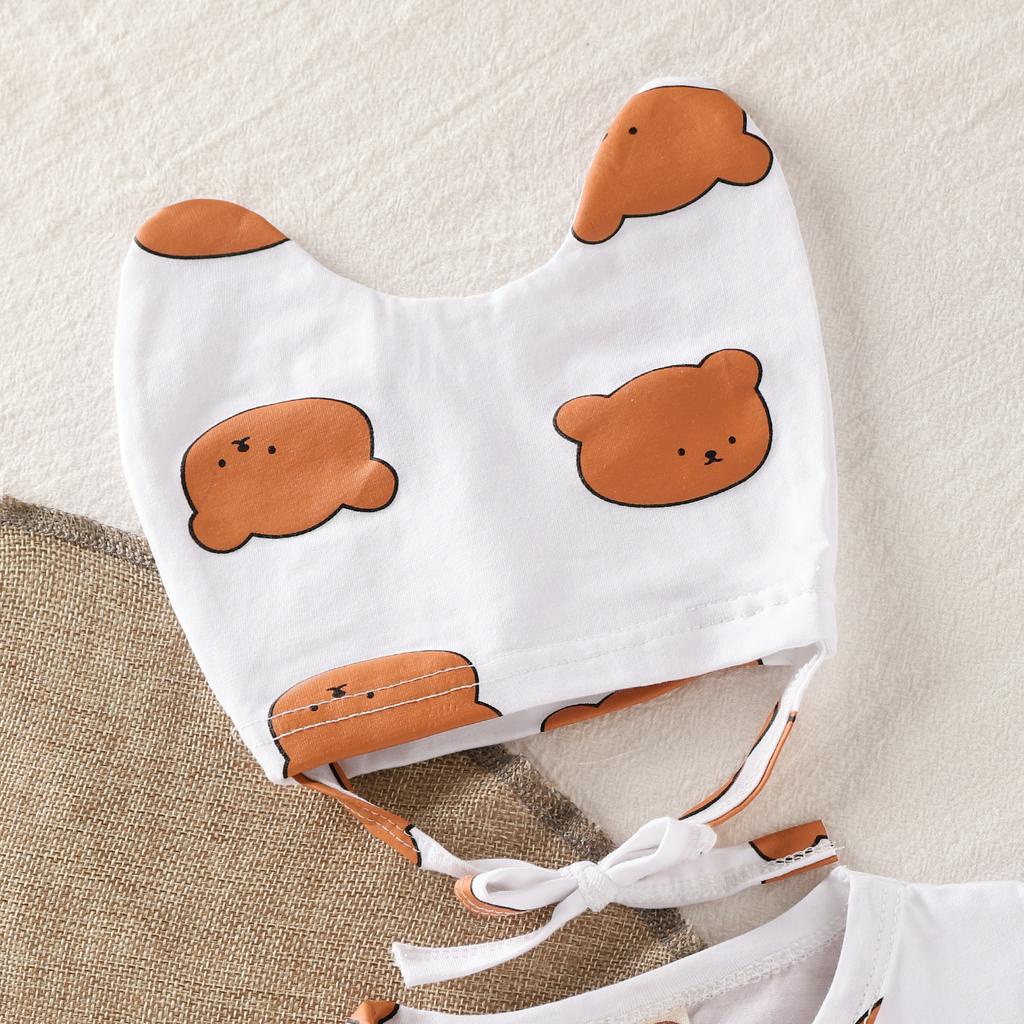 Set áo liền quần tay ngắn + mũ thời trang đáng yêu dành cho trẻ sơ sinh