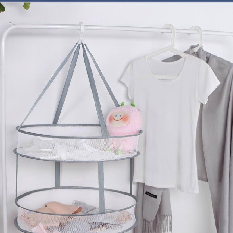 Giỏ lưới phơi quần áoFREESHIP giá phơi đồ chống bụi 2 tầng có thể gấp gọn tiện lợi