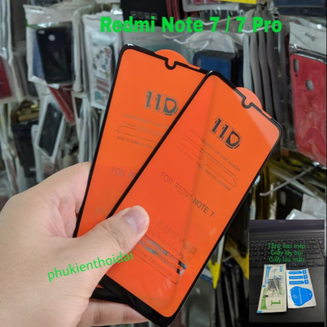 Cường lực 11D Redmi Note 7 / 7 Pro FREESHIP Từ 50k Full màn Full keo ôm màn 2.5D cao cấp ( Đen )để