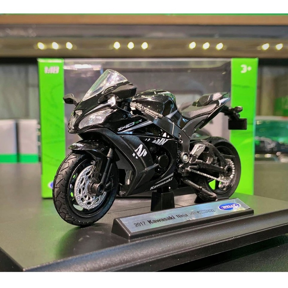 Xe mô hình siêu xe Kawasaki Ninja ZX-10RR tỉ lệ 1:18 hãng Welly