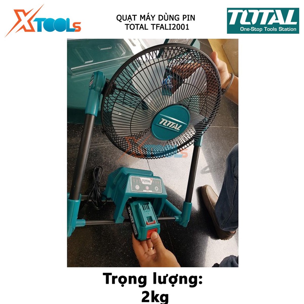 Quạt máy dùng pin Total TFALI2001 thân quạt mini pin: 20V. Kích thước: 12 inch gió thổi mạnh, tiết kiệm pin, sạc nhanh