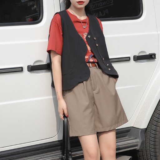 Áo khoác không tay màu đen phong cách hàn quốc cho nữ