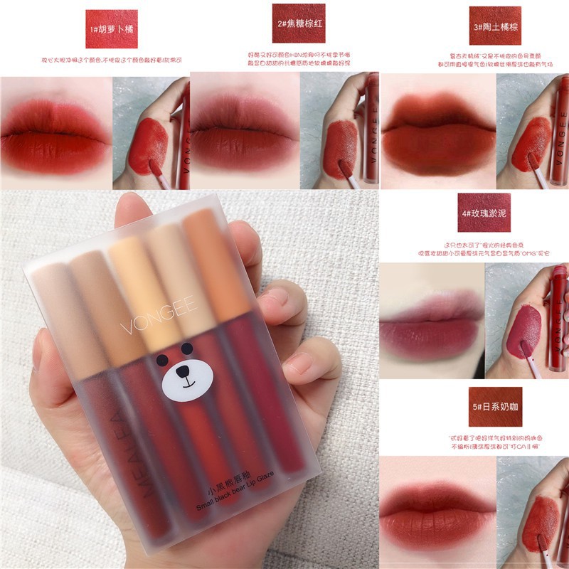 Set 5 Cây Son Kem Lì VONGEE Mịn Mượt Như Nhung Và Không Khô Môi | BigBuy360 - bigbuy360.vn