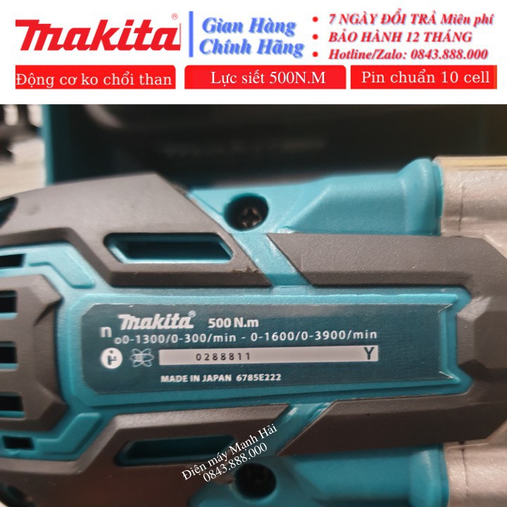 Máy bắt Vít Makita 168V - Động cơ Không chổi Than - 2 pin khủng 10cell - Ruột đồng 100% - Tặng Đầu chuyển k
