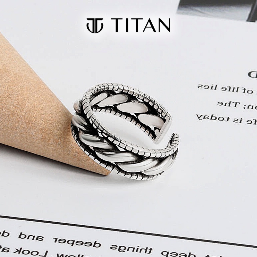 Nhẫn nam nữ họa tiết xoắn ốc, nhẫn thời trang unisex freesize cá tính không gỉ ring titan màu bạc 925 TITAN Shop