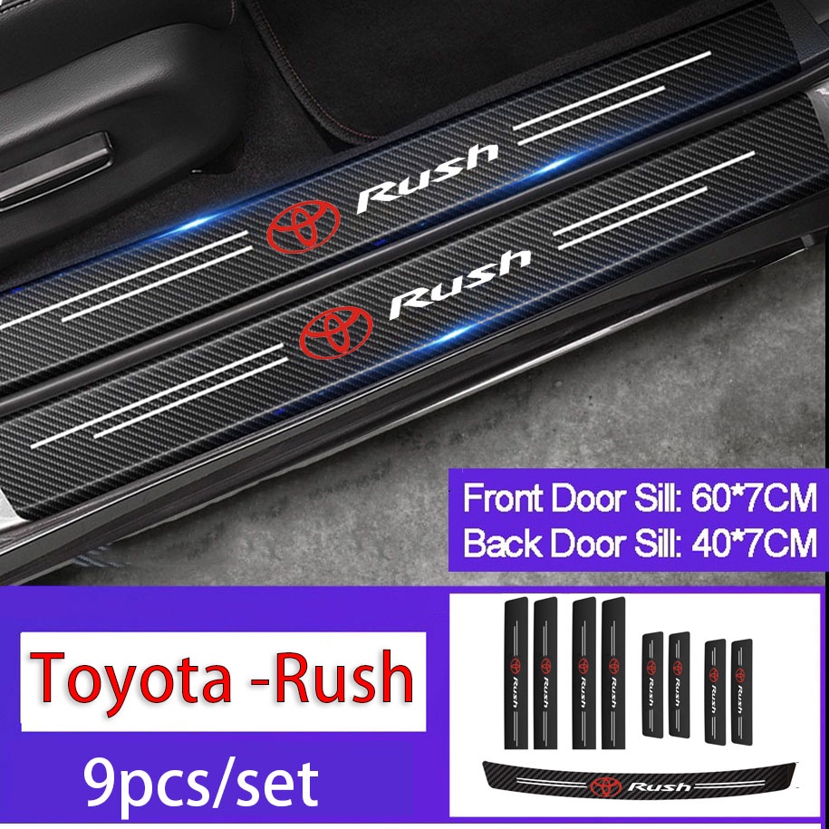 Miếng Dán Cửa Xe Hơi Bằng Da Dày Dặn Chống Trầy Xước Họa Tiết Sợi carbon Sang Trọng Cho Toyota Rush