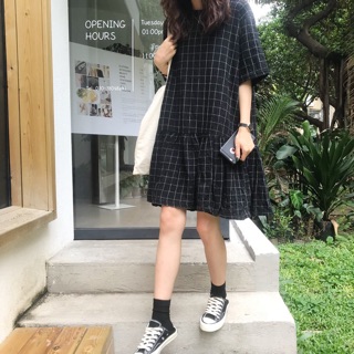 Váy Baby Doll Kẻ Ô