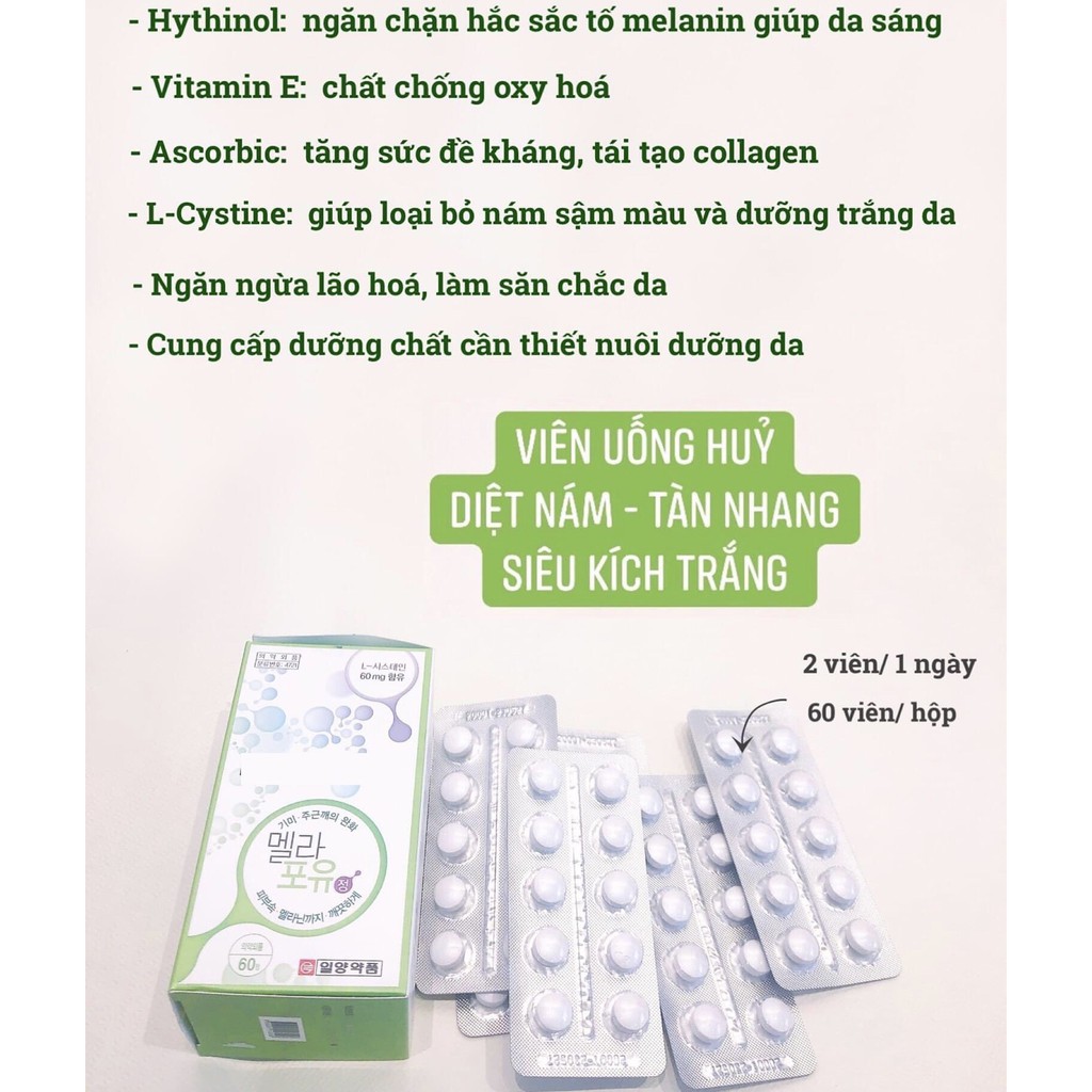 Viên Uống Trắng Da Hủy Nám Tàn Nhang Melaforyou Hàn Quốc Trong Uống Ngoài Bôi Siêu Kích Trắng Chống Lão Hóa | BigBuy360 - bigbuy360.vn