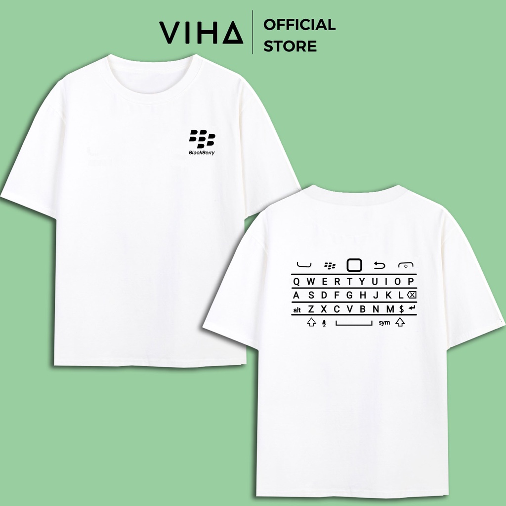 Áo thun unisex form rộng chất vải cotton 100% thoáng mát, dày dặn hai màu đen trắng full size hình Blackberry