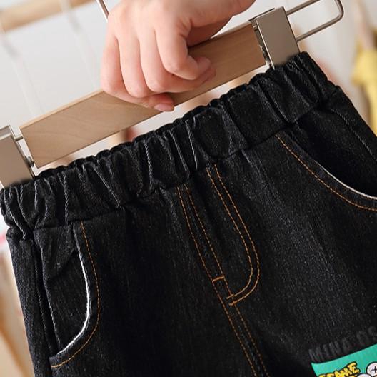 Set áo thun tay dài họa tiết kẻ sọc + quần dài họa tiết hoạt hình cho bé trai