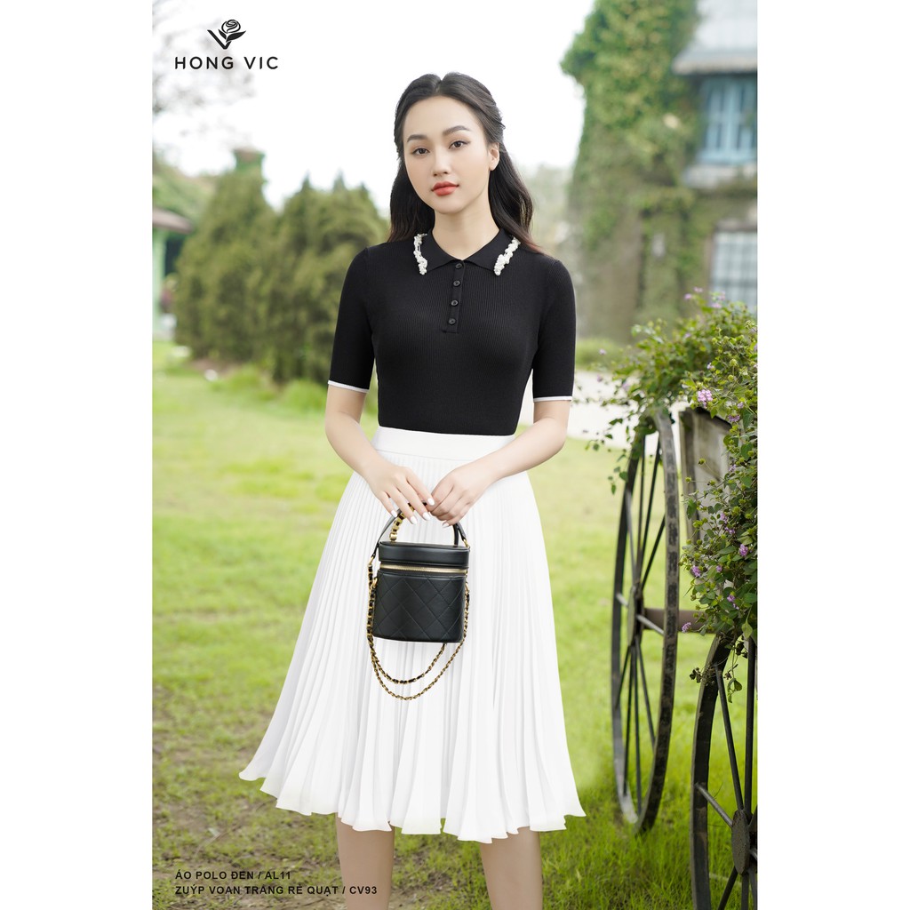 Áo polo nữ thiết kế Hongvic đen AL11